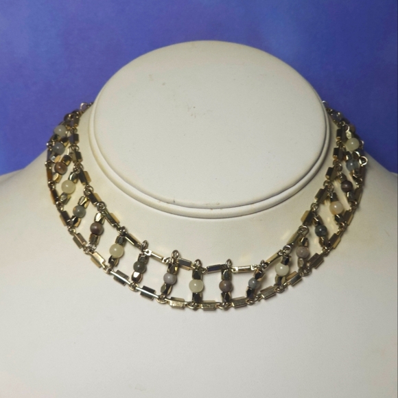 White House Black Market Gold Tone Choker Necklace - Picture 1 of 7